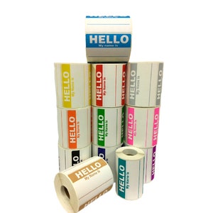 2x3.5-inch Hello My Name Is Labels Identification ID Name Tag Adhesive Easy to Write on Stickers Rolls of 300 - Choose Your Color