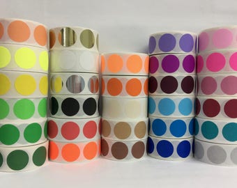 2" Inch Round Color Coded Inventory Dot Stickers - 500 labels per roll