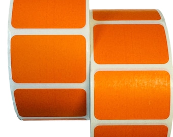 1.5"x1" Orange Direct Thermal Labels: Permanent Adhesive, 1" Core (2 Rolls) 2,000 Total