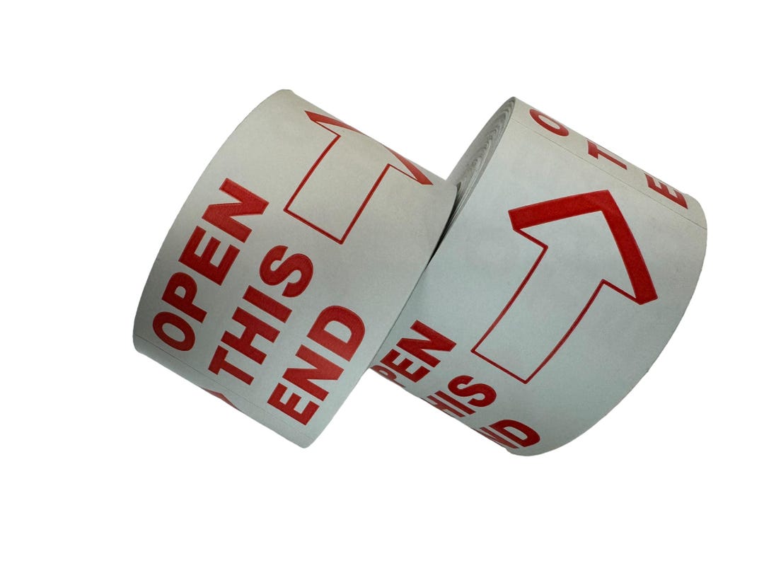 2x4-inch Open This End With Arrow Shipping Stickers Peel and Stick ...