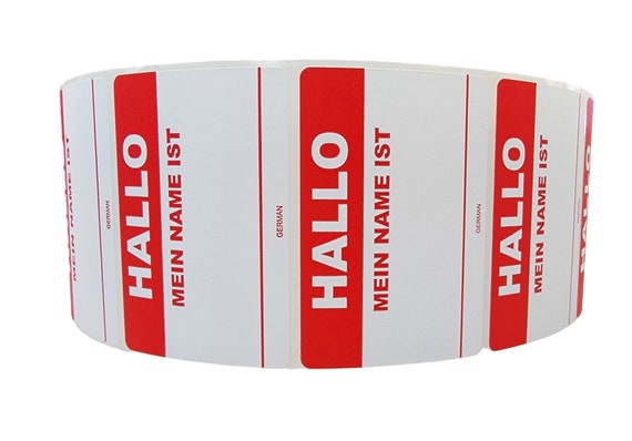 Hello Mein Name Ist... ¡Paquete De Pegatinas, 10,5 X 7,4 Cm - Etiquetas De Nombre Grandes Y Económicas En Alemán