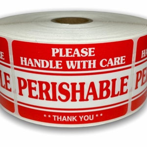 Perishable Handle with Care Stickers | 2&quot;x3&quot; | Self Adhesive | 250 Labels