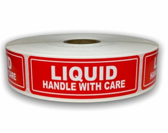 1x3 Liquid Handle with Care Labels Food Packaging Stickers 500/Roll
