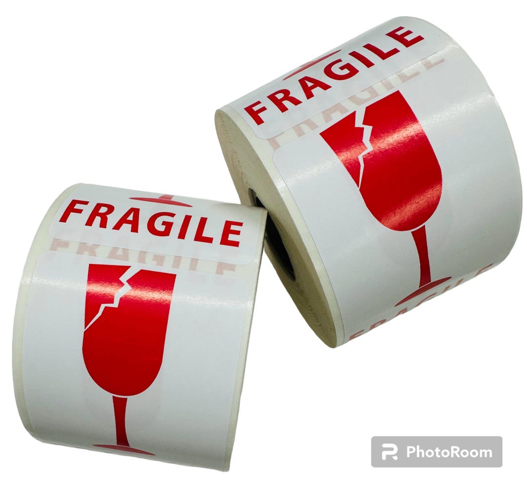 Glass Fragile Sticker 2x3 Fragile Cracked Glass Labels Red/white Shipping Stickers Peel ...