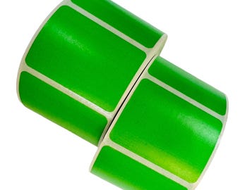 Green 2x1.25-inch Direct Thermal Labels: 2 Rolls, 2,000 Adhesive Labels, 1" Core