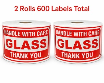 Glass Handle with Care Shipping Labels – 3x5 Thank You Stickers (600 Total)