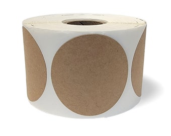 2" Round Brown Kraft Paper Blank Stickers | Arts and Crafts 500 Labels | Self-Adhesive | Easy to Write On