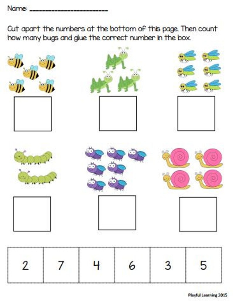 Cut And Paste Counting Worksheets