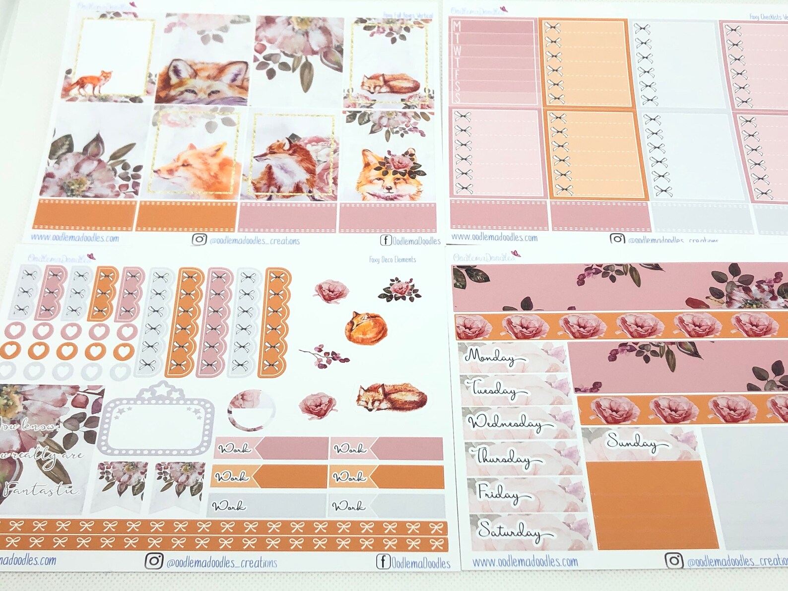 Foxy | Standard Vertical Planner Sticker Kit - Etsy UK