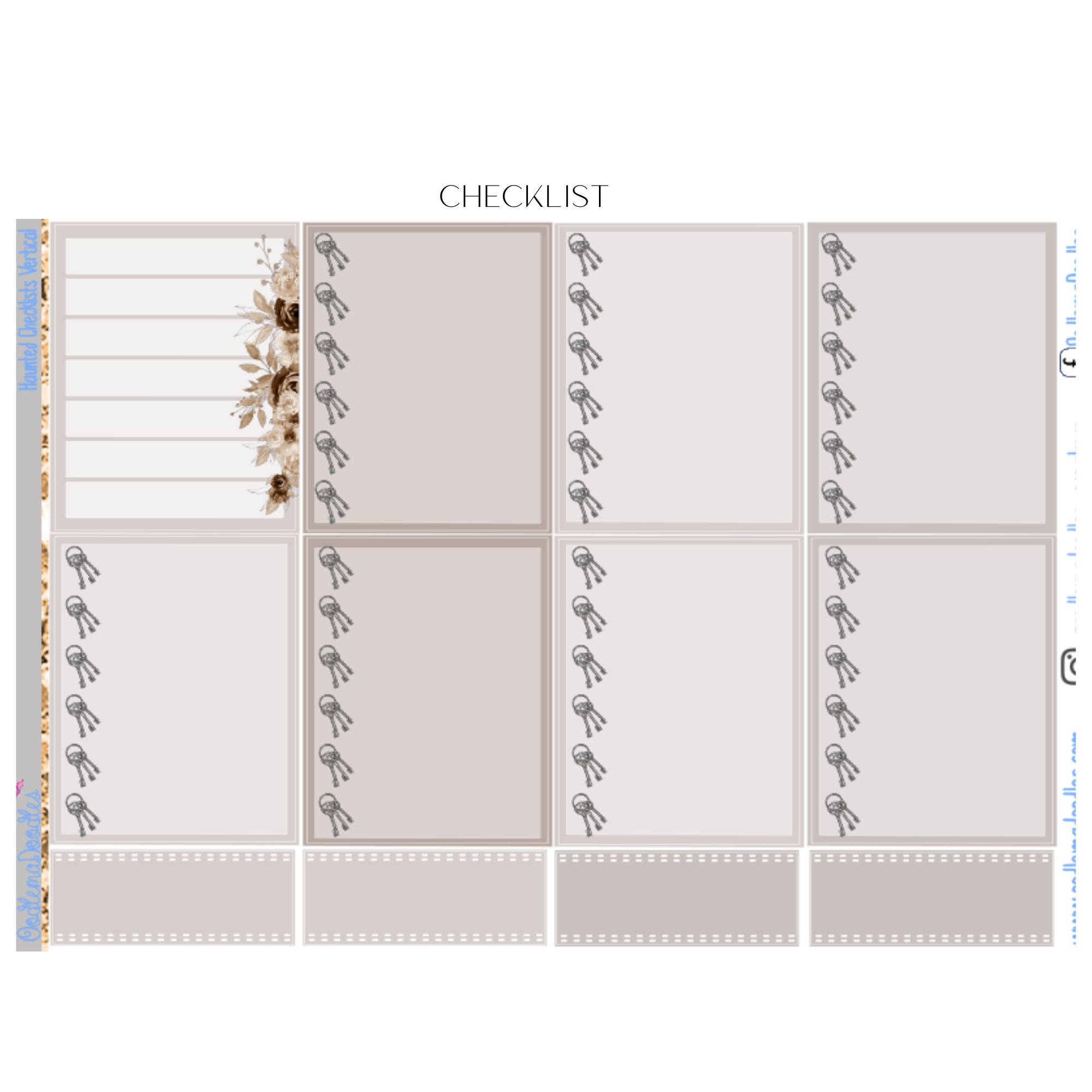 Haunted Standard Vertical Planner Sticker Kit Floral | Etsy