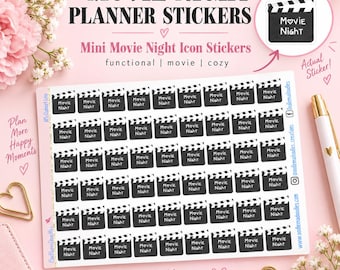 Movie Night Planner Stickers | Cinema and Film Night Stickers | Functional Planner Icons | TV Night Stickers | Planner & Journal Stickers