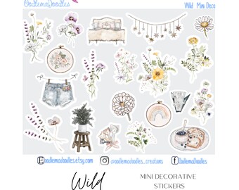 Wild | Dekorative Mini Sticker, Blumen, Sommer, Wildblumen, Frühling, OoddlemaDoodles