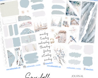 Snowfall| Journal Stickers, Floral, Journaling, Scrap booking, Winter, OodlemaDoodles