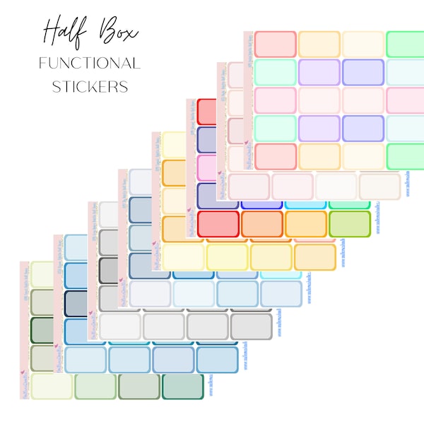 Functional Half Box Stickers  | Planner Stickers, Minimalistic, OodlemaDoodles