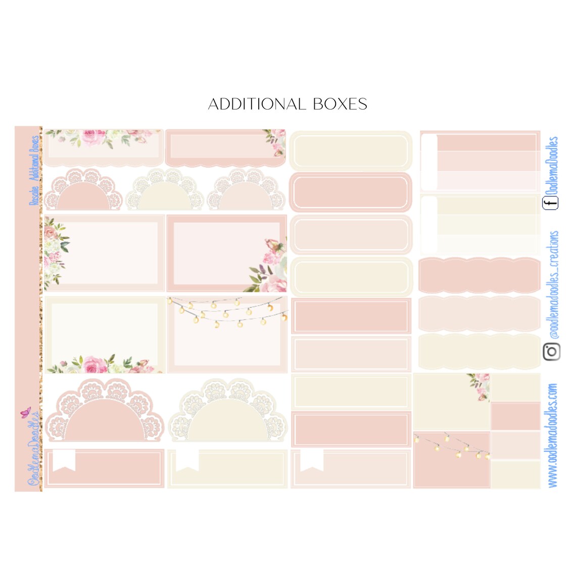 Rosalie Standard Vertical Planner Sticker Kit Floral Rose | Etsy
