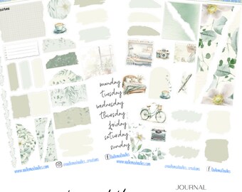 Meredith | Journal Stickers, Floral, Journaling, Scrap booking, Daisy, Geeen, OodlemaDoodles