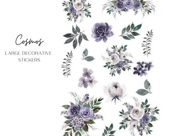 Cosmos | Decorative Planner Sticker, Floral, Purple, Lilac, White, Flowers, OodlemaDoodles