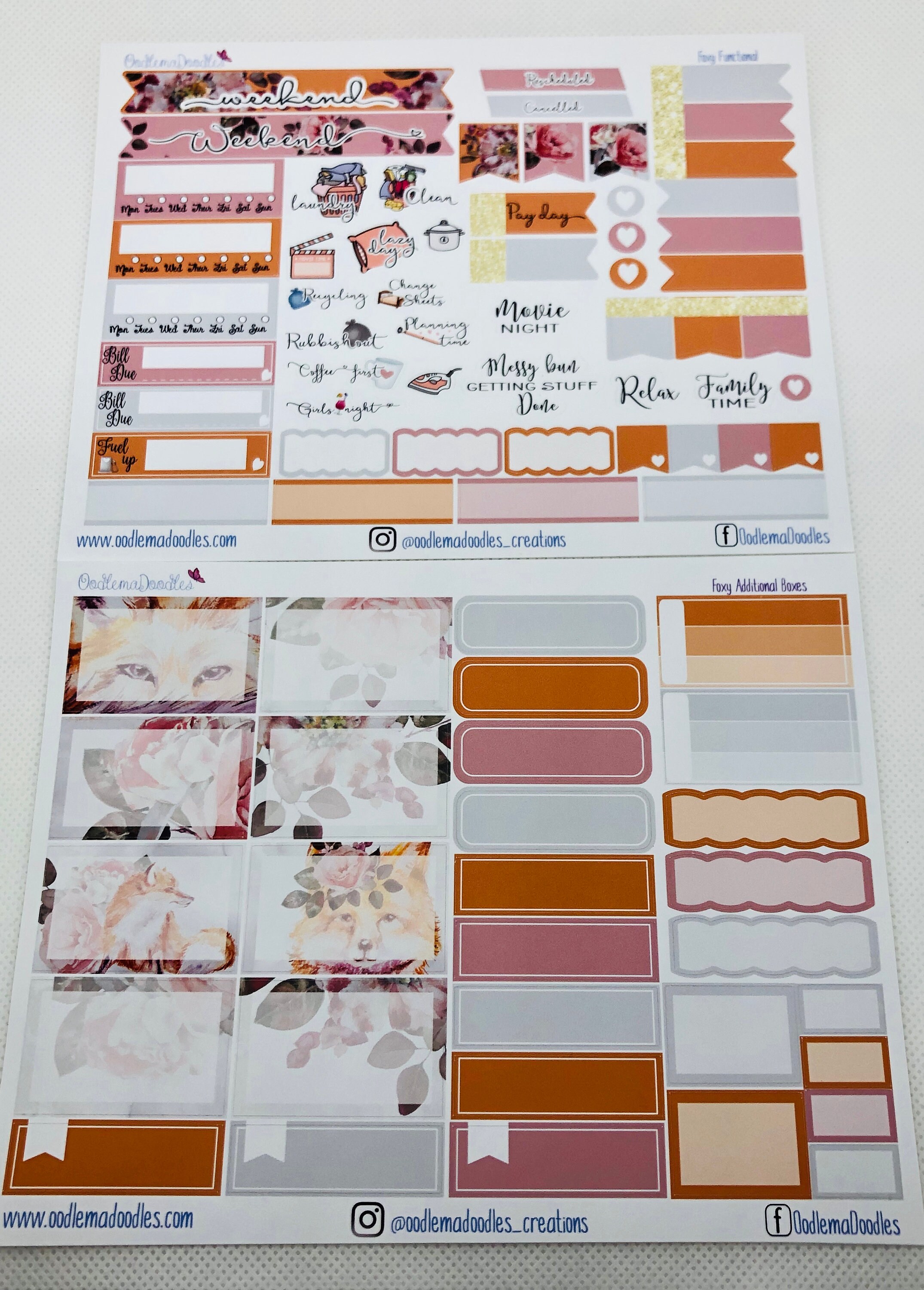 Foxy | Standard Vertical Planner Sticker Kit - Etsy UK