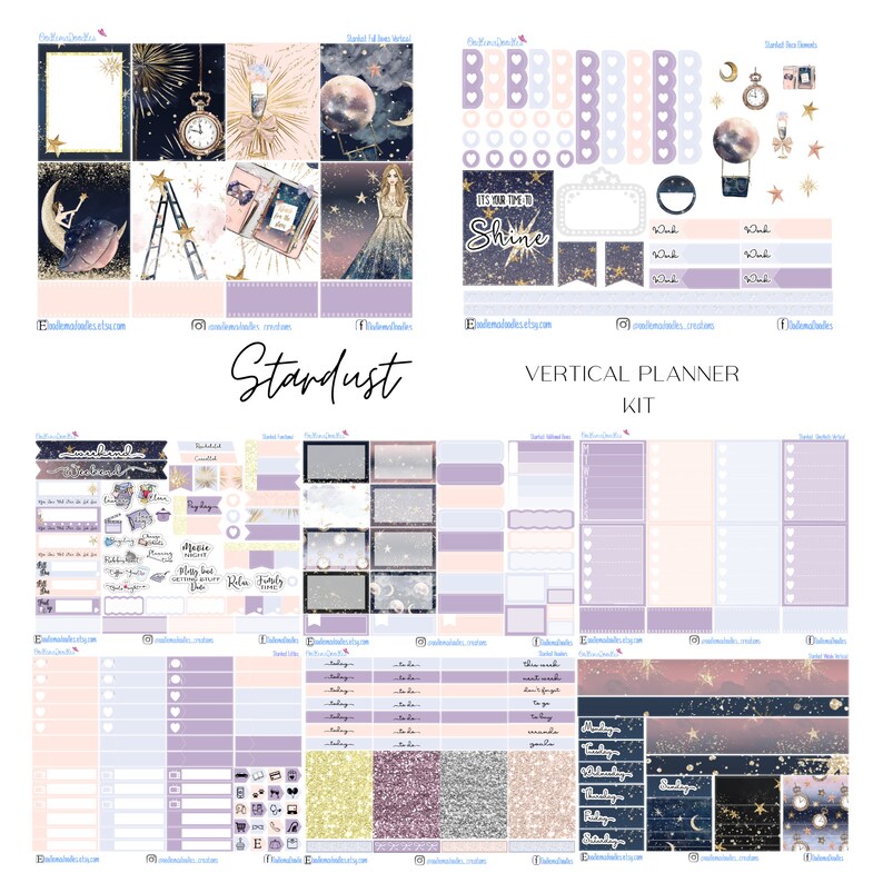 Stardust Standard Vertical Planner Sticker Kit | Etsy
