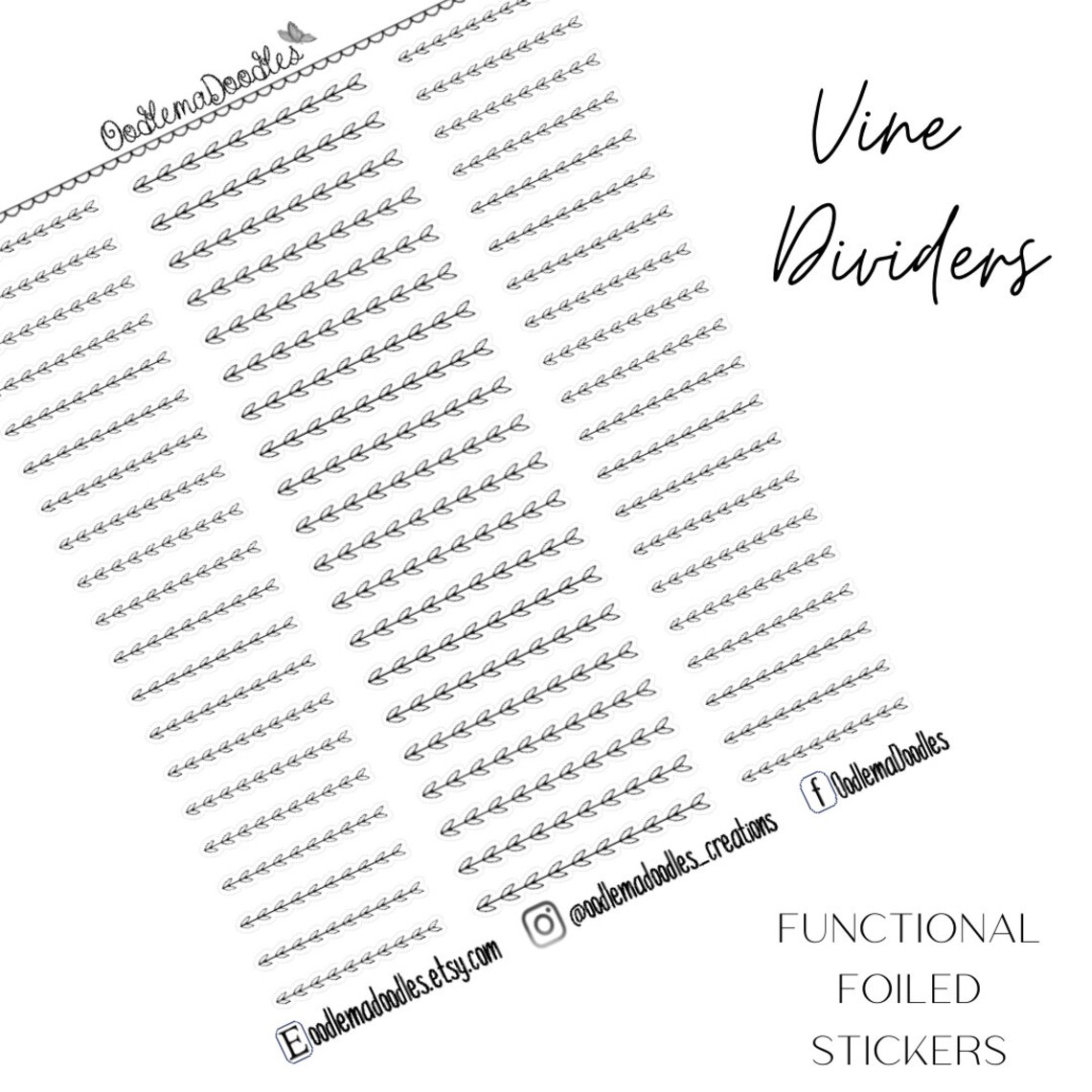 Foiled Vine Divider Planner Stickers Oodlemadoodles Etsy