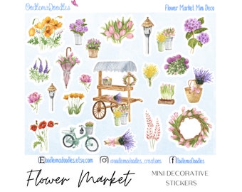 Flower Market | Mini Decorative Planner Stickers, Floral, Summer, Spring, OodlemaDoodles