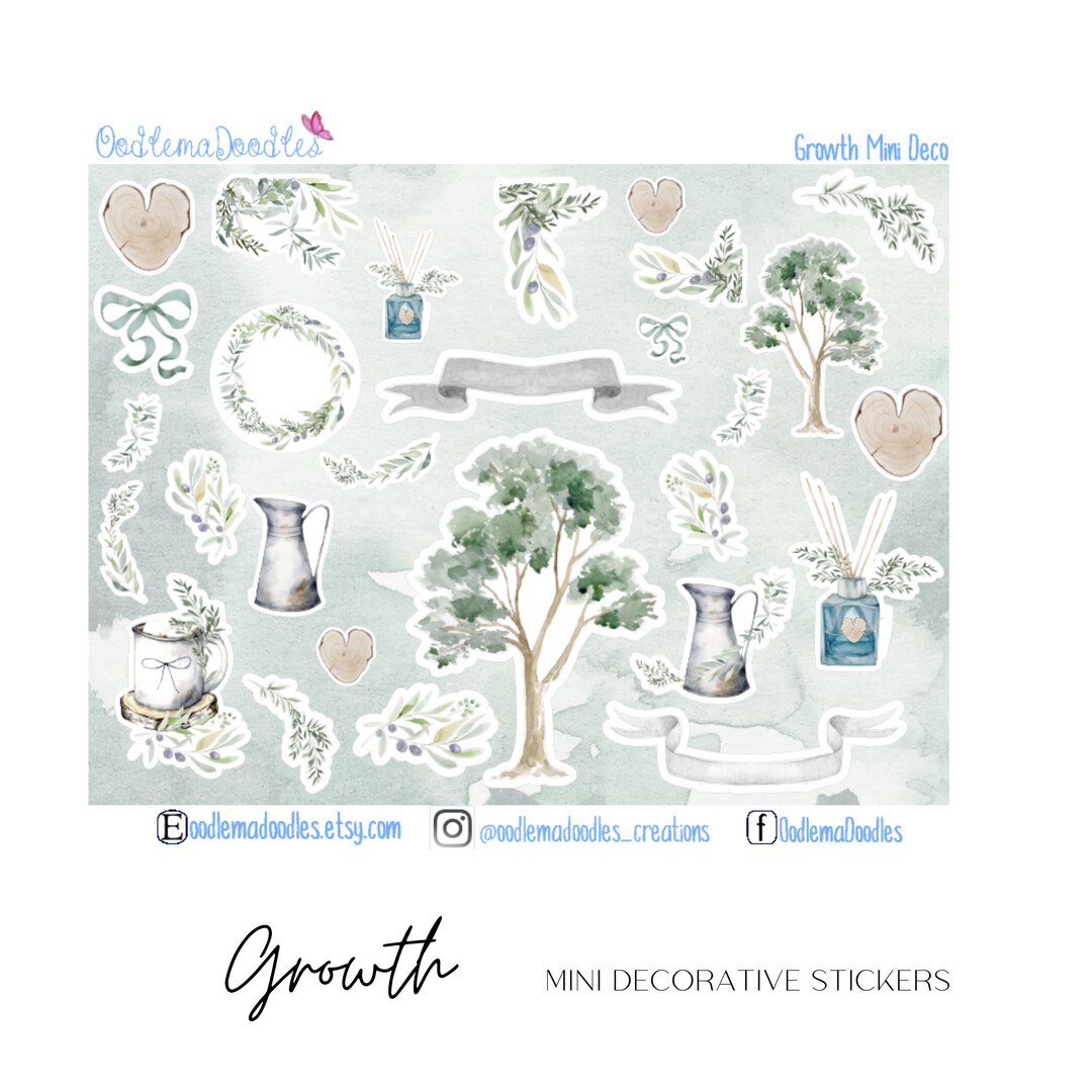 Pininterest Growth Sticker Growth | Mini Decorative Planner Stickers, Floral - Etsy