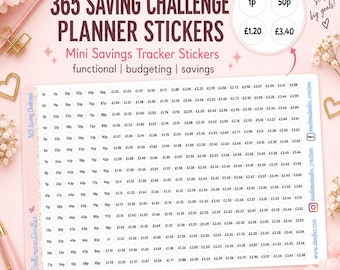 365 Day Savings Challenge Stickers | Money Saving Challenge | Budget Planner Stickers | Daily Savings Tracker | Finance Stickers
