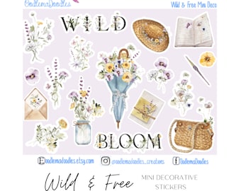 Wild & Frei | Dekorative Mini Sticker, Blumen, Sommer, Wildblumen, Frühling, OoddlemaDoodles