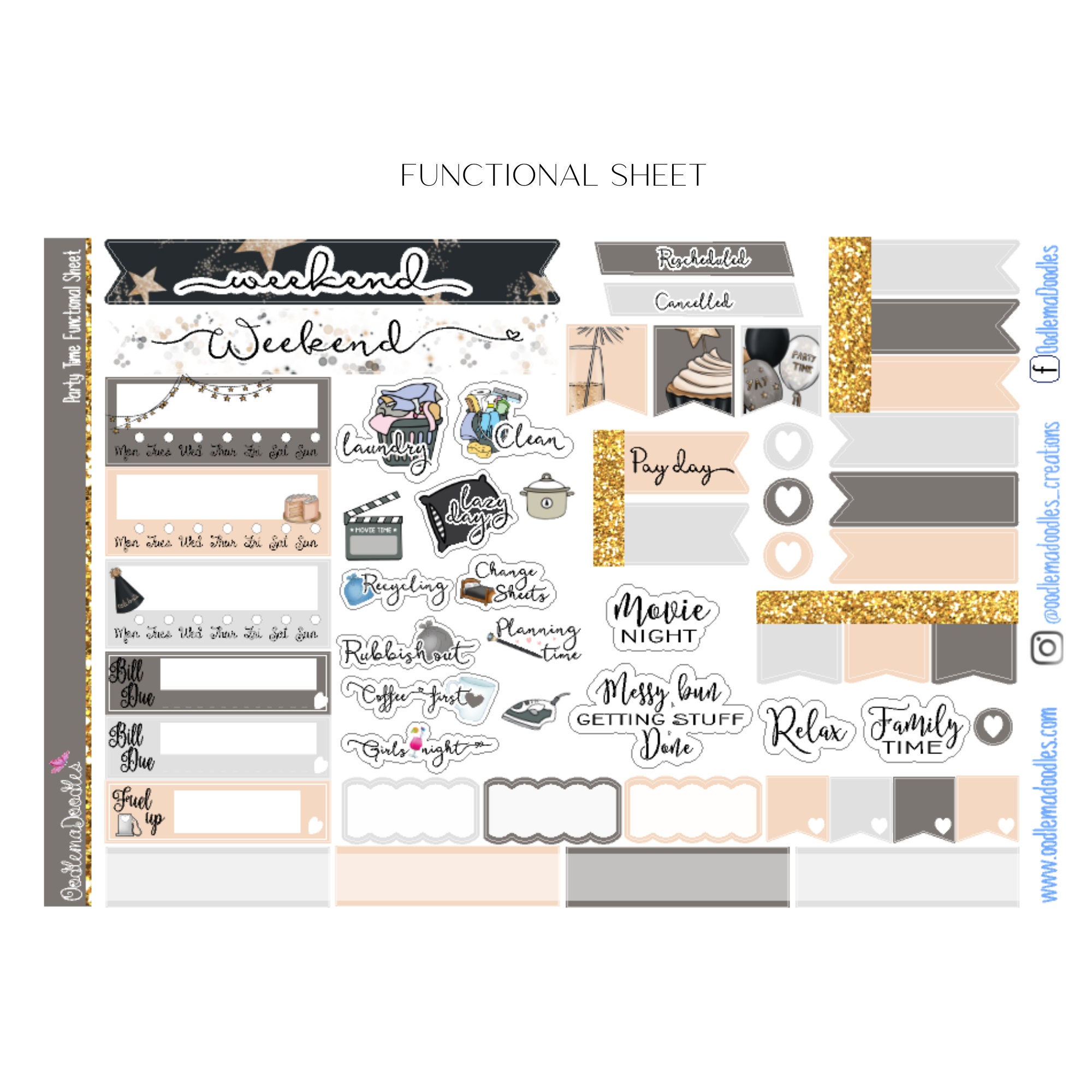 Party Time Standard Vertical Planner Sticker Kit | Etsy