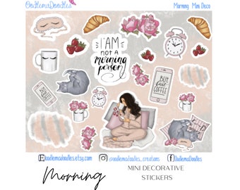 Morning | Mini Decorative Planner Stickers, Breakfast, Mondays, OodlemaDoodles