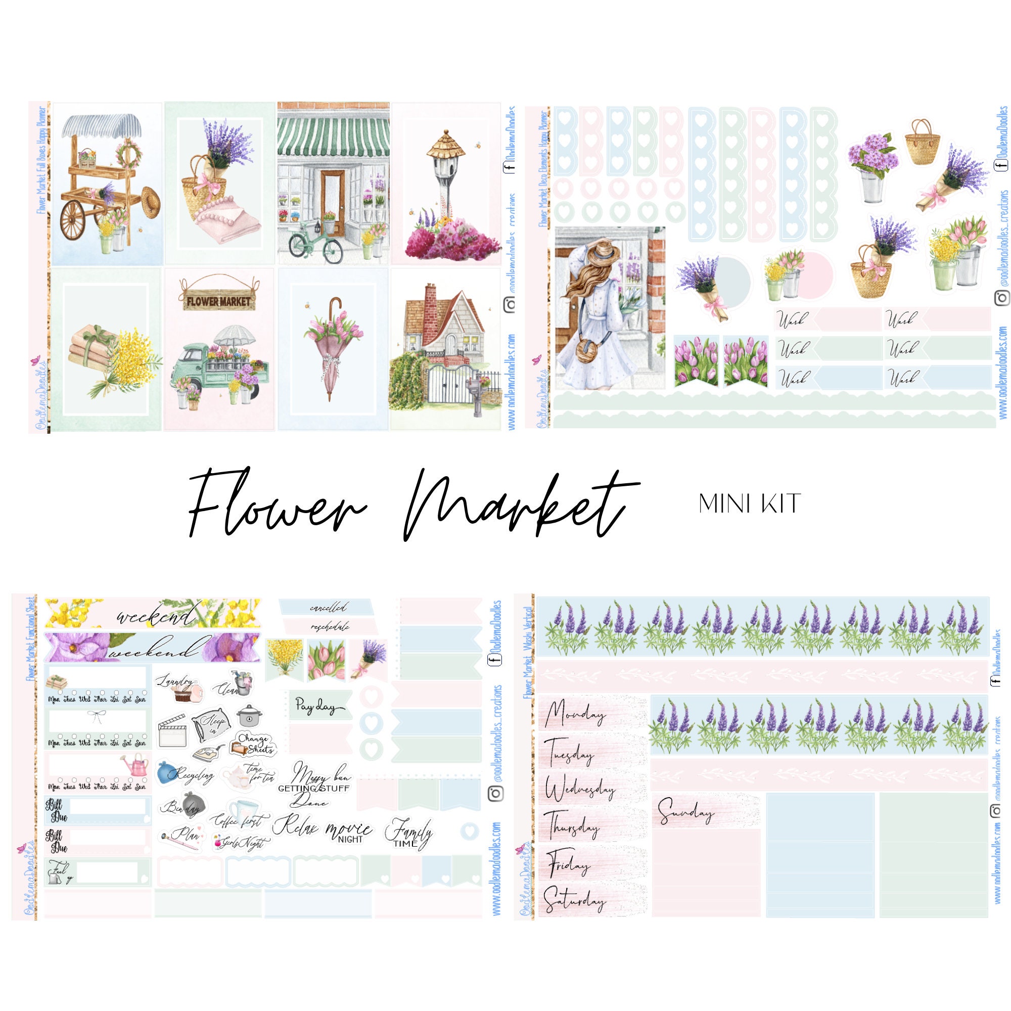 Floral Flower Market OodlemaDoodles Spring Summer Essential Planner ...