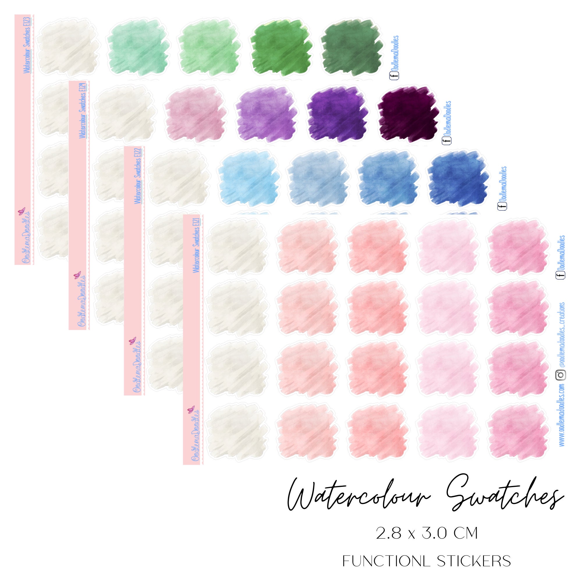 Swatch Stickers Watercolour Square Swatches Stickers| Planner Stickers, Swatches ...