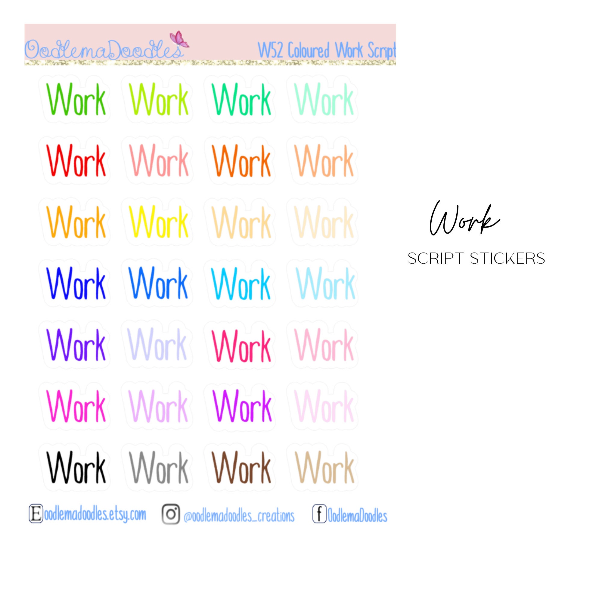 Workload Word Sticker Work Stickers | Planner Stickers, Words, Calligraphy, Oodlemadoodles - Etsy