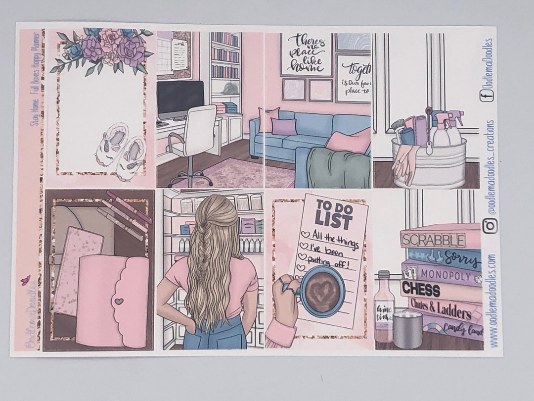 Stay Home | Standard Vertical Planner Sticker Kit - Etsy