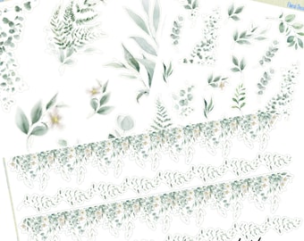 Meredith | Decorative Planner Sticker, Floral, Green, Vine, OodlemaDoodles