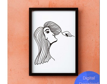 Printable Ocean Print Simple Line Drawing Continuous Line Etsy