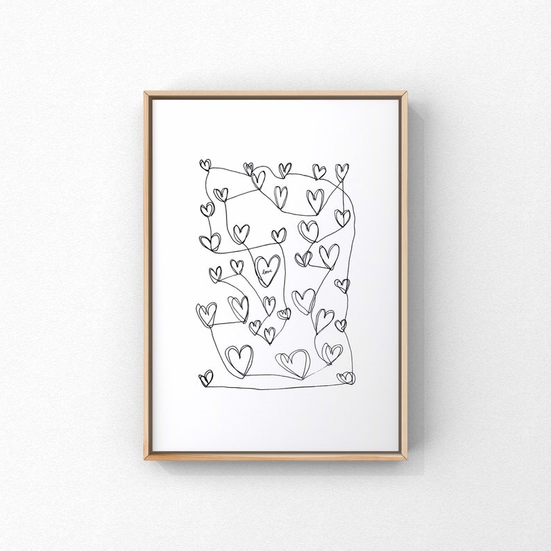 Download Valentines Gift Wedding Party Gift New Home Print Nursery Decor Continuous Line Drawing Heart Print Mothers Day Gift Prints Art Collectibles Delage Com Br