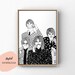 The Beatles Printable, The Beatles Drinking Tea Wall Art, Black & White Drawing, 70s Music Illustration, Beatles Gift, Gifts for Him 