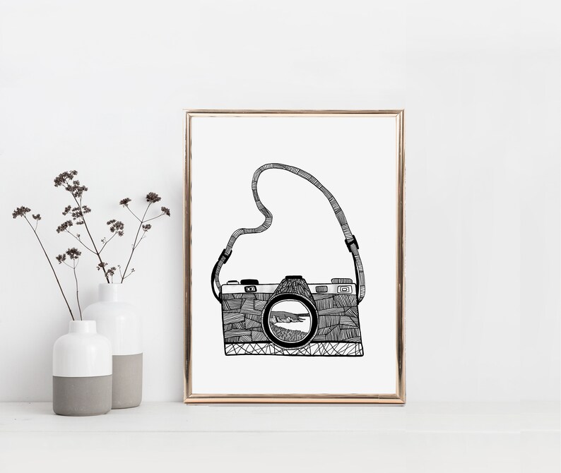 Printable Camera Drawing Film Camera Print Gifts for Etsy