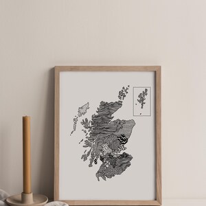 Printable Scotland Map Digital Download - Black &amp; White Hand-drawn Pen ...