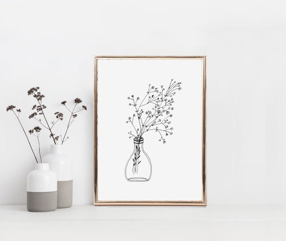 White Flower Print Simple Print Simple Flower Art Etsy