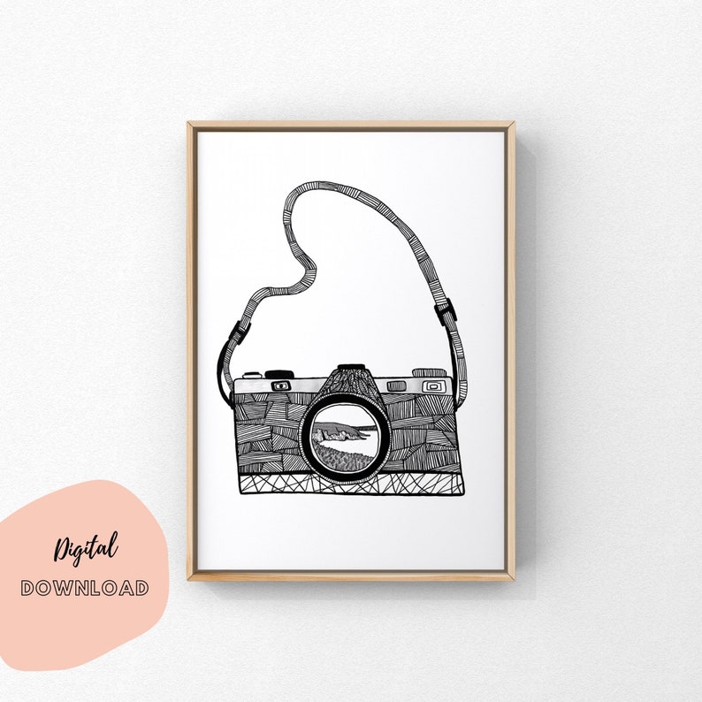 Printable Camera Drawing Film Camera Print Gifts for Etsy