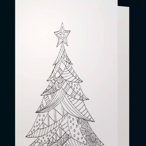 Trio cartes de noël mandala à colorier, hibou, sapin et boule Noël, fête, sans message