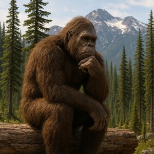 Pé Grande, o Pensador PNG, Arquivo Digital PNG Sasquatch, Pé Grande Engraçado em PDF, Digital, Aniversário, Pai, Cartão de Dia dos Pais, Cartão de Anotações, Imprimir em Casa