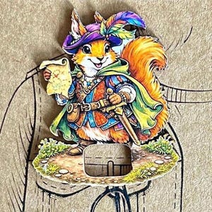 Holder for Sunglasses or Readers, Renfaire Style Squirrel Pin, Brooch