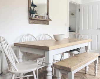 5ft Farmhouse Dining Table Rustic Table With Bench and
