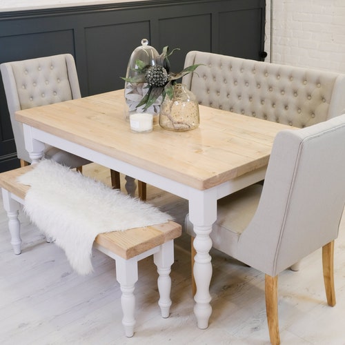 5ft Farmhouse Dining Table With Matching Bench 2 Seater Grey Singapore 5ft Farmhouse Dining Table With, Farm Table Bench With Back