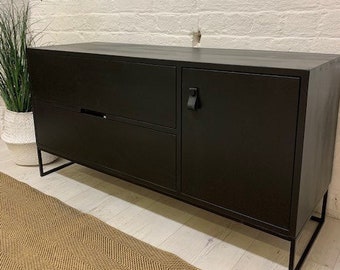 Black Contemporary Media Unit with Cupboard & lift up consealed comparment. Made to order. Painted in any colour