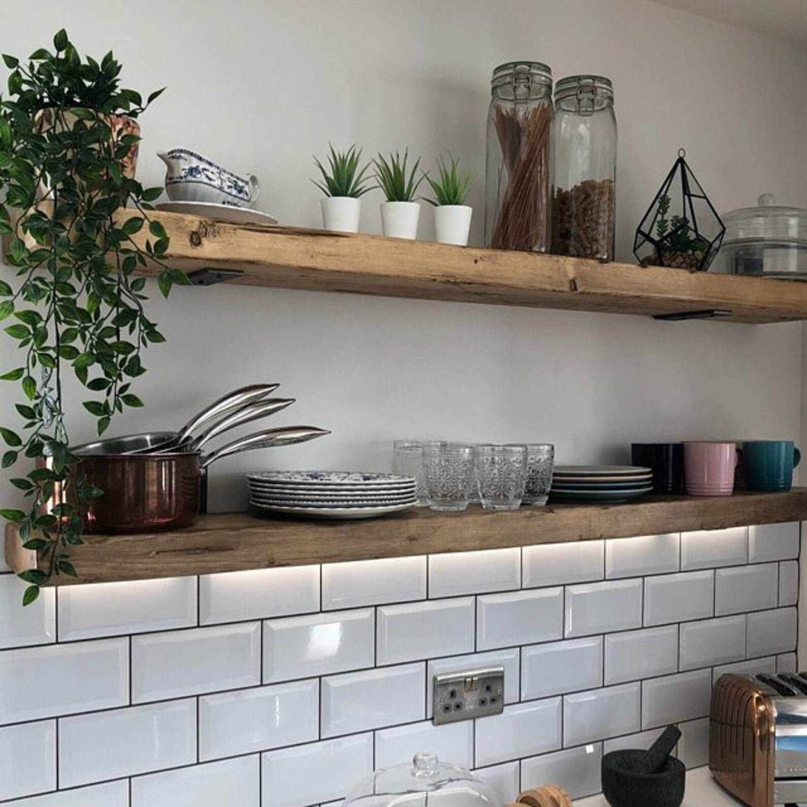 Reclaimed Wood Made to Measure Chunky Kitchen Shelves. Metal Etsy UK