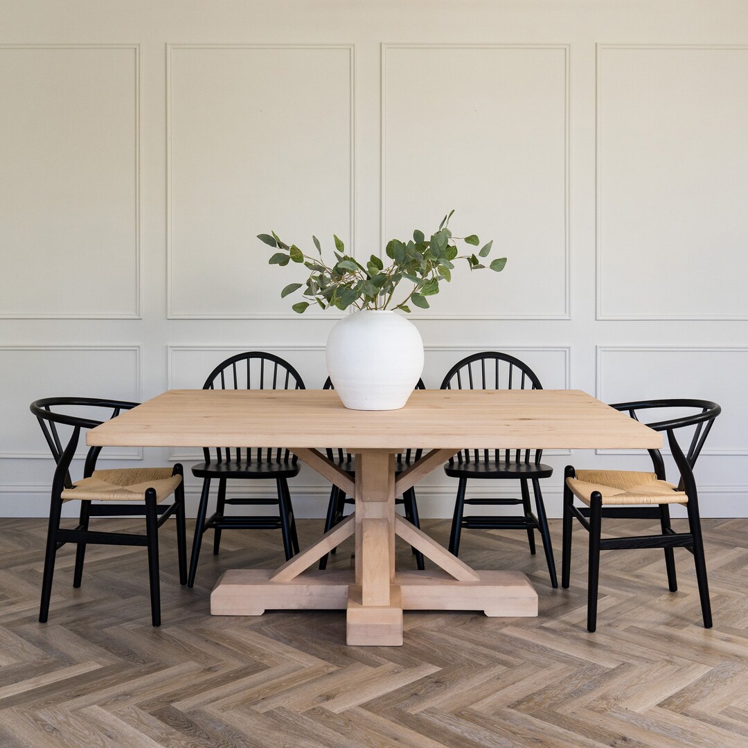 Heritage Pedestal Dining Table Rustic Pine Large Solid Wood Dining ...